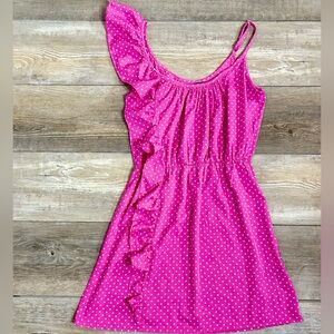 Pink Polka Dot Ruffle Dress